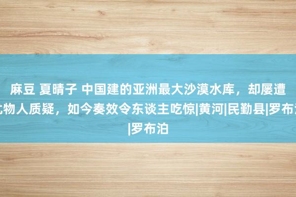 麻豆 夏晴子 中国建的亚洲最大沙漠水库，却屡遭尤物人质疑，如今奏效令东谈主吃惊|黄河|民勤县|罗布泊