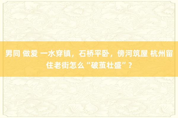 男同 做爱 一水穿镇，石桥平卧，傍河筑屋 杭州留住老街怎么“破茧壮盛”？